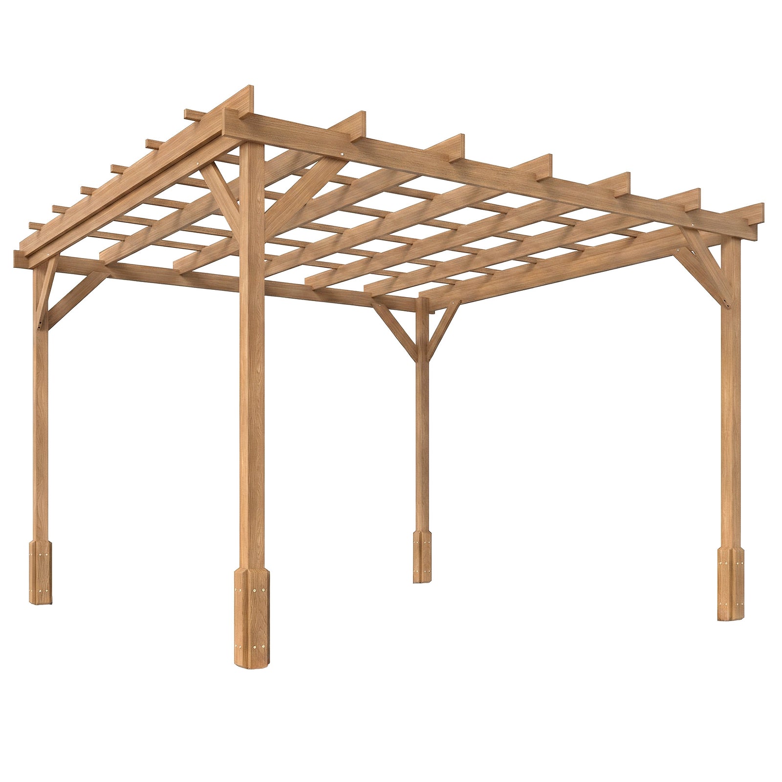 3 X 3 M Wooden Pergola Kit, Garden Gazebo Shelter | Brown