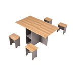 Drop Leaf Dining Table Set With 4 Stools | Grey