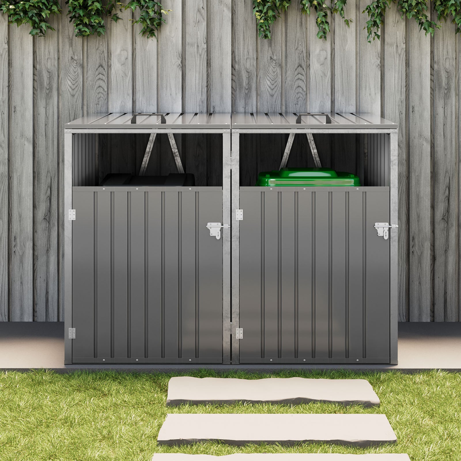 Breeins 5x4 Ft Metal Double Bin Storage Shed