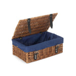 Wicker Double Steamed 35cm Empty Hamper Basket | Blue