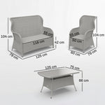 4 Pcs Outdoor Rattan Sofa Set, Wicker Sectional Sofa Set