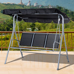 Metal Swing Chair Garden Hammock 3 Seater Patio Bench Canopy | Black