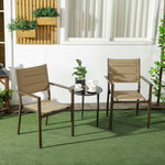 2 Pcs Dining Chairs, Stackable Design Aluminium Outdoor | Brown