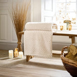 Hemsworth Chevron Soft Touch Throw 130x170cm – Super Cosy Decorative Blanket | 130cm x 170cm | Cream