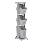 4-tier Storage Rack Laundry Basket With Wheels | Grey