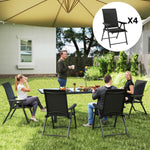 Folding Chair W/ Breathable Mesh Fabric Seat | Set of 4 | Black