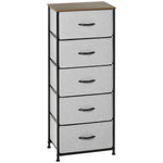 5 Drawer Fabric Chest Of Drawers W/ Wooden Top For Closet