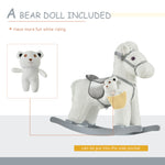 Kids Plush Ride-on Rocking Horse With Plush Toy Sound Handle Grip | White