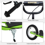 HOMCOM Kids Stunt Scooter With 12" Rubber Wheels, Adjustable Handlebar Green