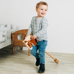 Wooden Hobby Horse With Wooden Wheels & Handles, 84cm Tall