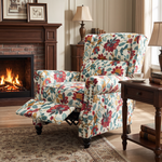 Breeins Floral Linen Upholstered Recliner Chair With Footrest & Adjustable Backrest