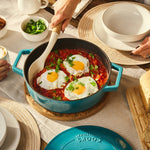 Cast Iron Casserole Dish 28cm Oven Proof Pan & Lid | 28cm | Blue