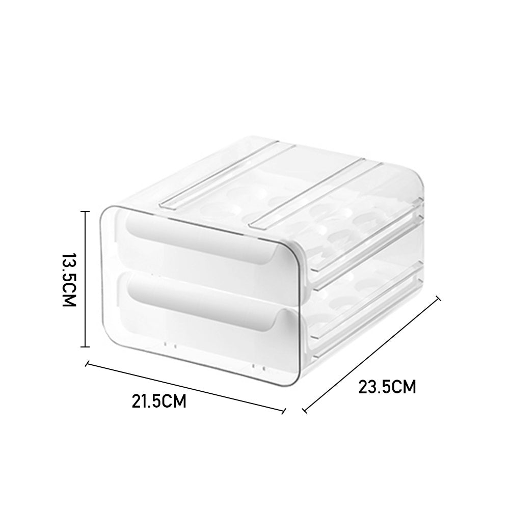 Double-layer Transparent Egg Storage Drawer Box | White