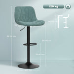 Bar Stools Set Of 2, Modern Armless Bar Chairs | Blue