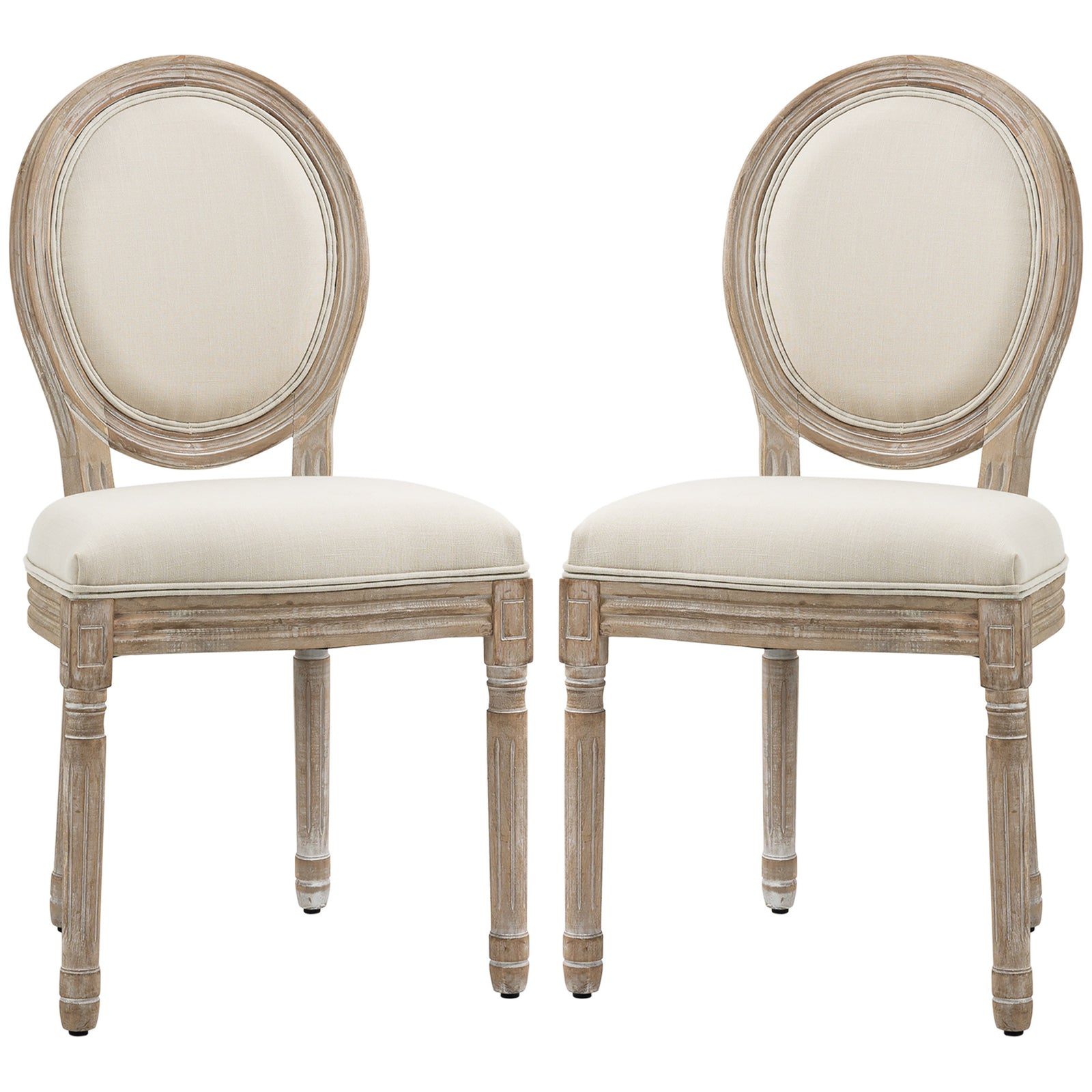 Dining Chairs Set Of 2, French-style Kitchen Chairs | Cream