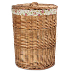 Garden Rose Cotton Lined Light Steamed Round Laundry Baskets | Set of 2 | Pink