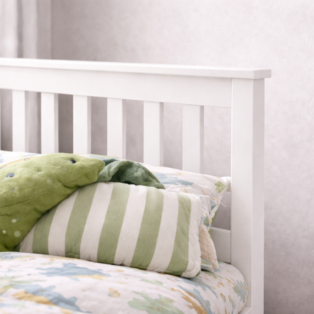 Rio White Wooden Kids Bed With Spring Mattress | Single | White