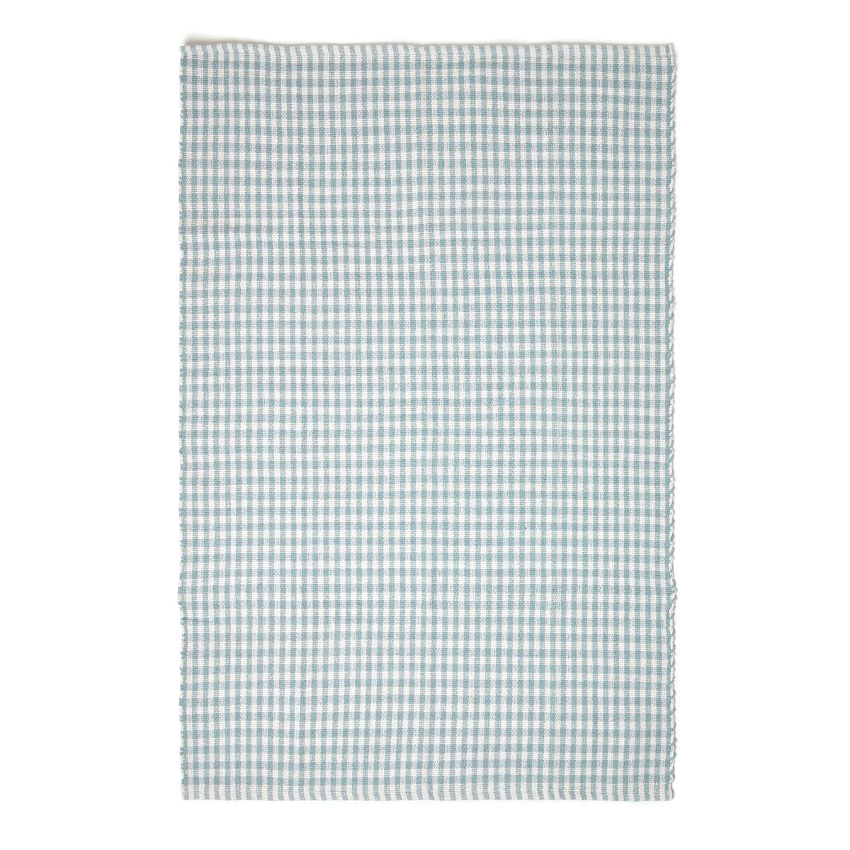 Cotton Gingham Check Rug Hand Woven | 60cm x 80cm | Blue
