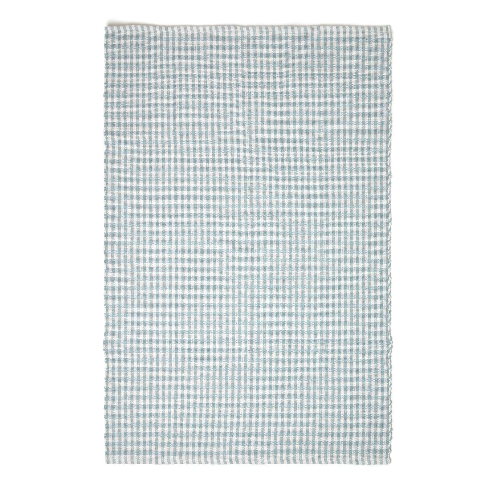 Cotton Gingham Check Rug Hand Woven | 170cm | Blue