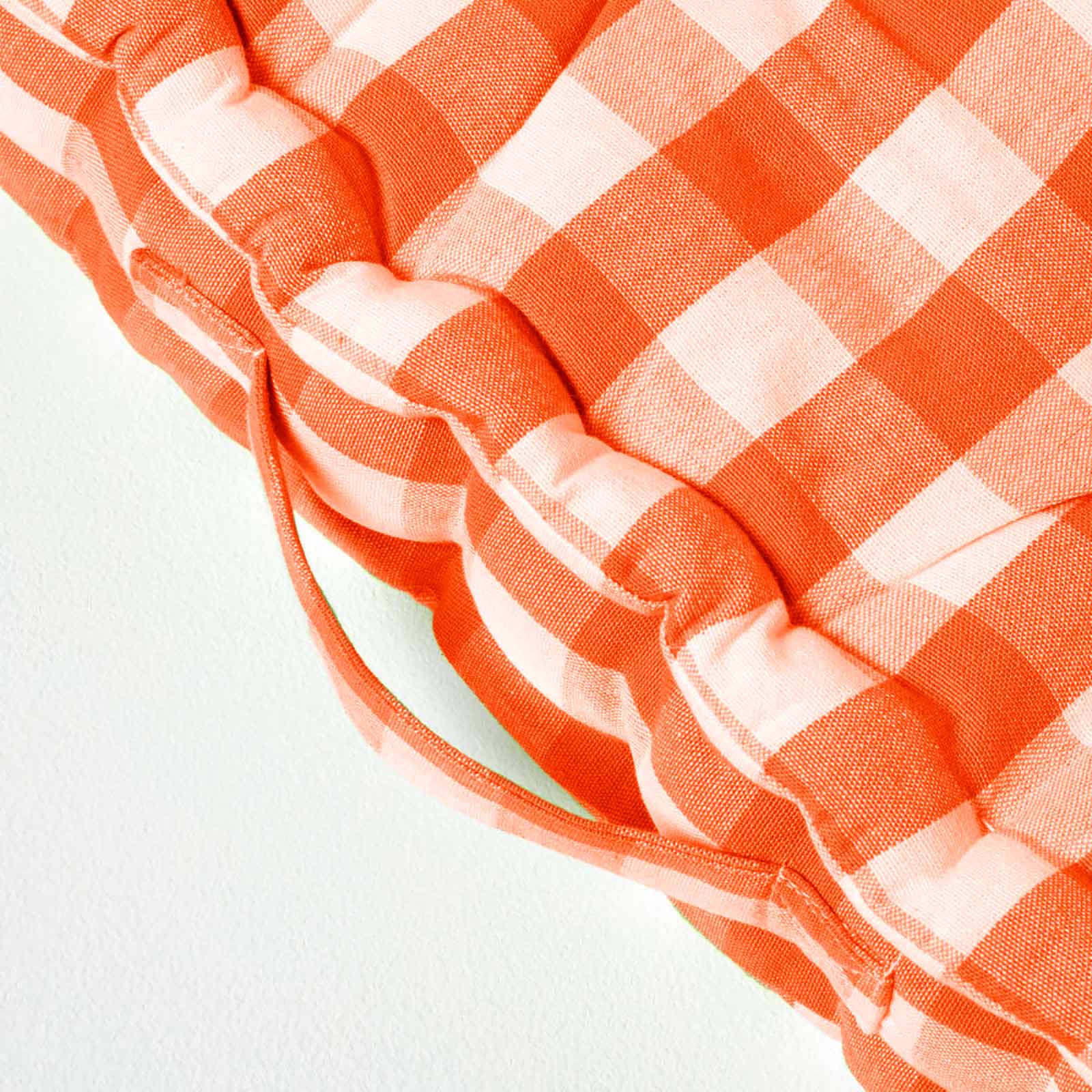 Block Check Cotton Gingham Floor Cushion | 40cm x 40cm | Orange