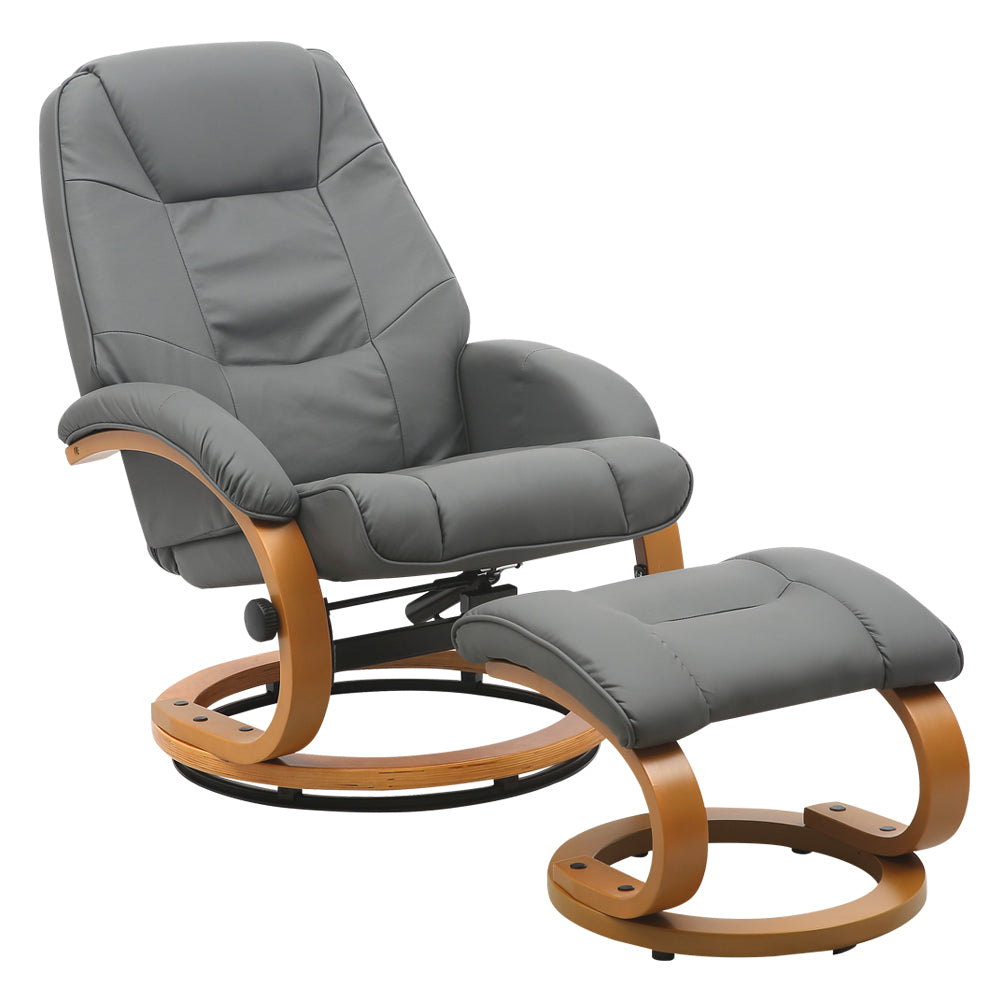 Ergonomic Executive Office Reclining Chair With Footstool | Grey