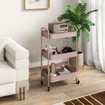 3 Tier Rolling Utility Cart With 3 Mesh Basket | One Size | Pink