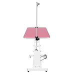 White Hydraulic Grooming Table | Pink