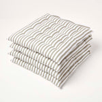 Striped Seat Pad With Straps 100% Cotton, 40 X 40 Cm | Set-of-4 | Grey & White