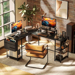 168cm Reversible L Shaped Desk, 240cm Two Person Desk | One Size | Black