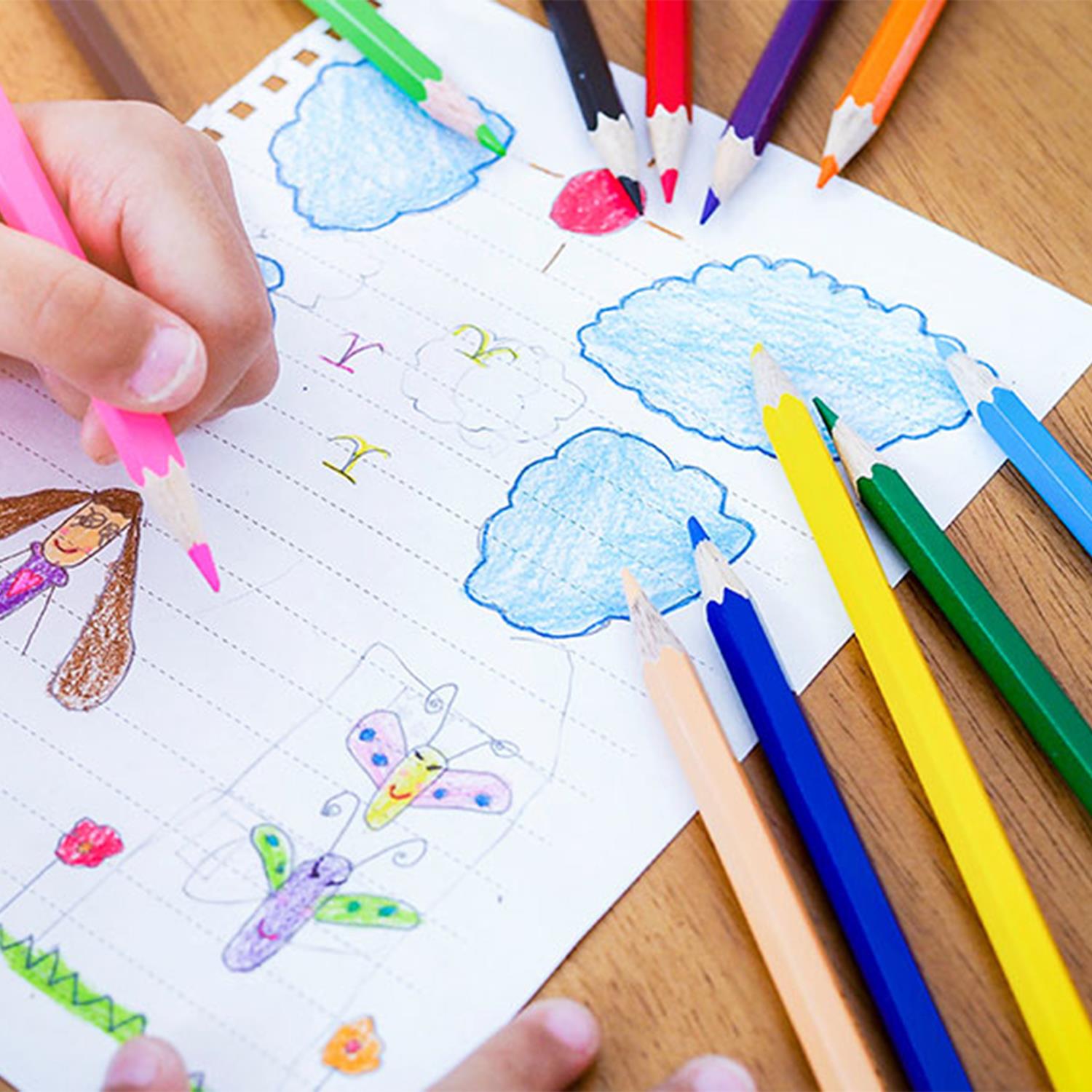 Bright Colour, Safe & Non-toxic Full Size 10 Colouring Pencils