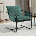 Upholstered Reading Chair With Side Pockets And Steel Frame | One Size | Green