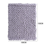 Stretchable Chunky Knit Handwoven Chenille Throw Blanket | Large | Grey