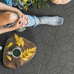 Reversable Garden Stepping Stones Decking Paver 40x40cm | Set of 4 | Dark Grey