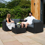 Rattan Modular 6 Piece Furniture Set & 996l Storage Box | Black