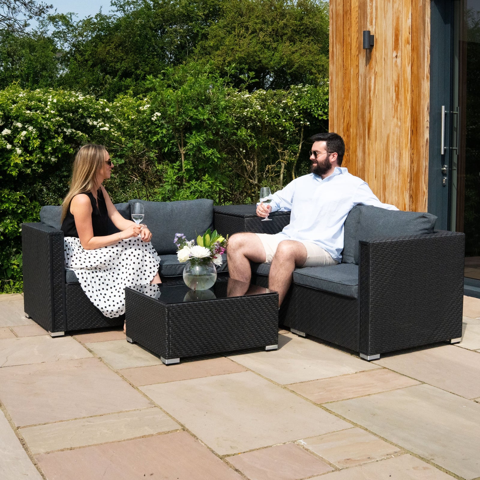 Rattan Modular 6 Piece Furniture Set | Black