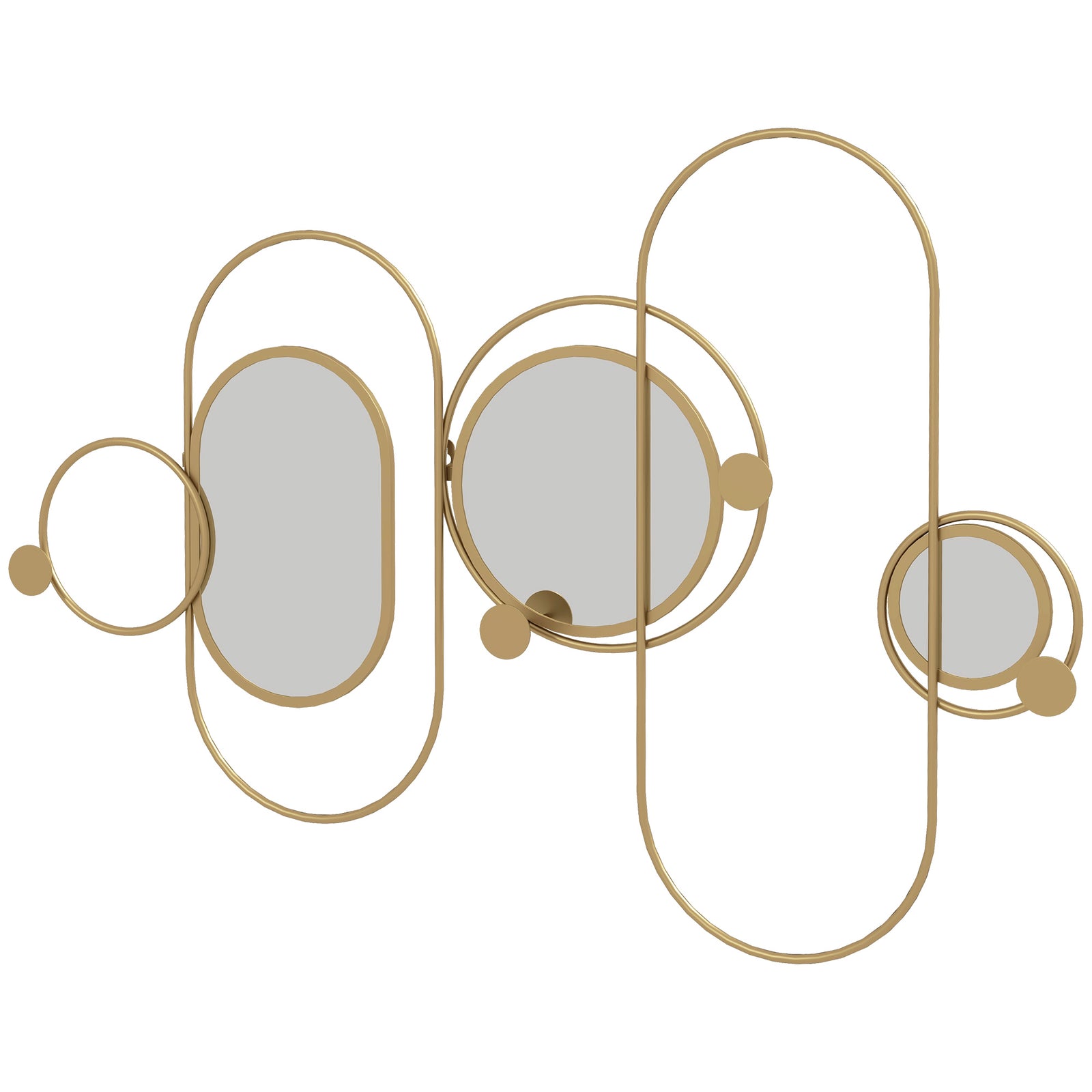 Metal Wall Art With Mirrors Coat Hooks Decorative Mirror
