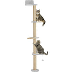 Wall Mounted Cat Shelves With 4 Climbing Platforms For Indoor, Light Grey