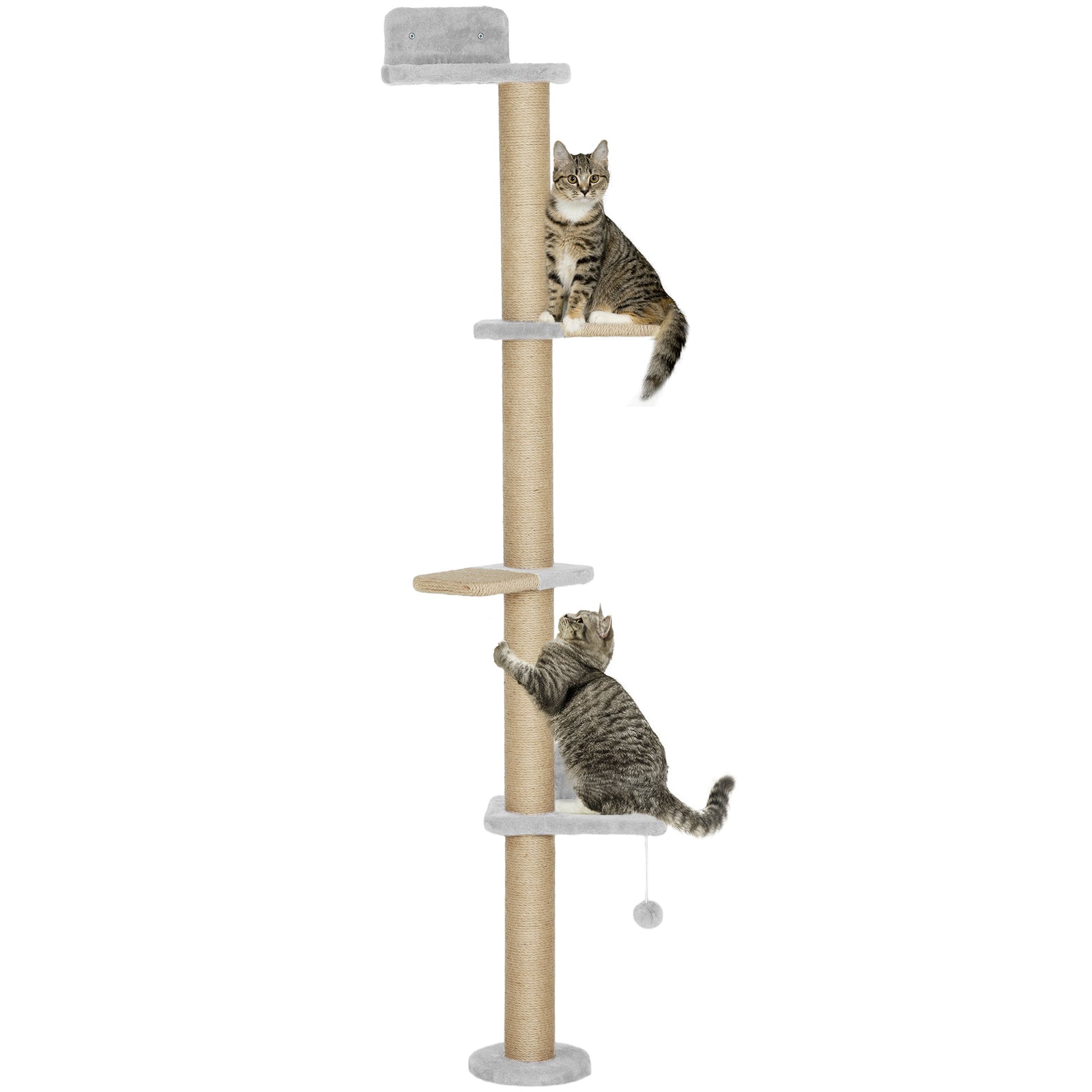 Wall Mounted Cat Shelves With 4 Climbing Platforms For Indoor, Light Grey