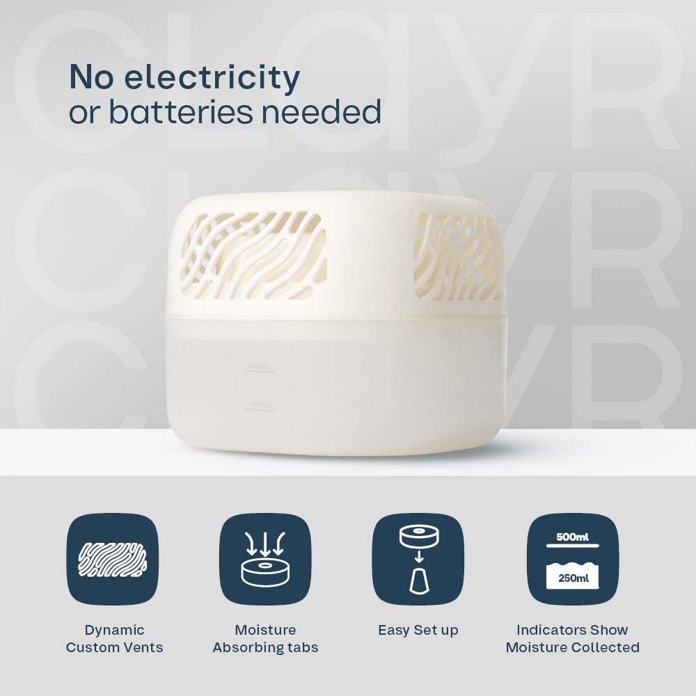 Airsip 500ml Refillable Dehumidifier With Calcium Chloride Refill | White