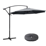 Outdoor 3m Cantilever Garden Parasol With Cross And Fillable Base | One Size | Grey