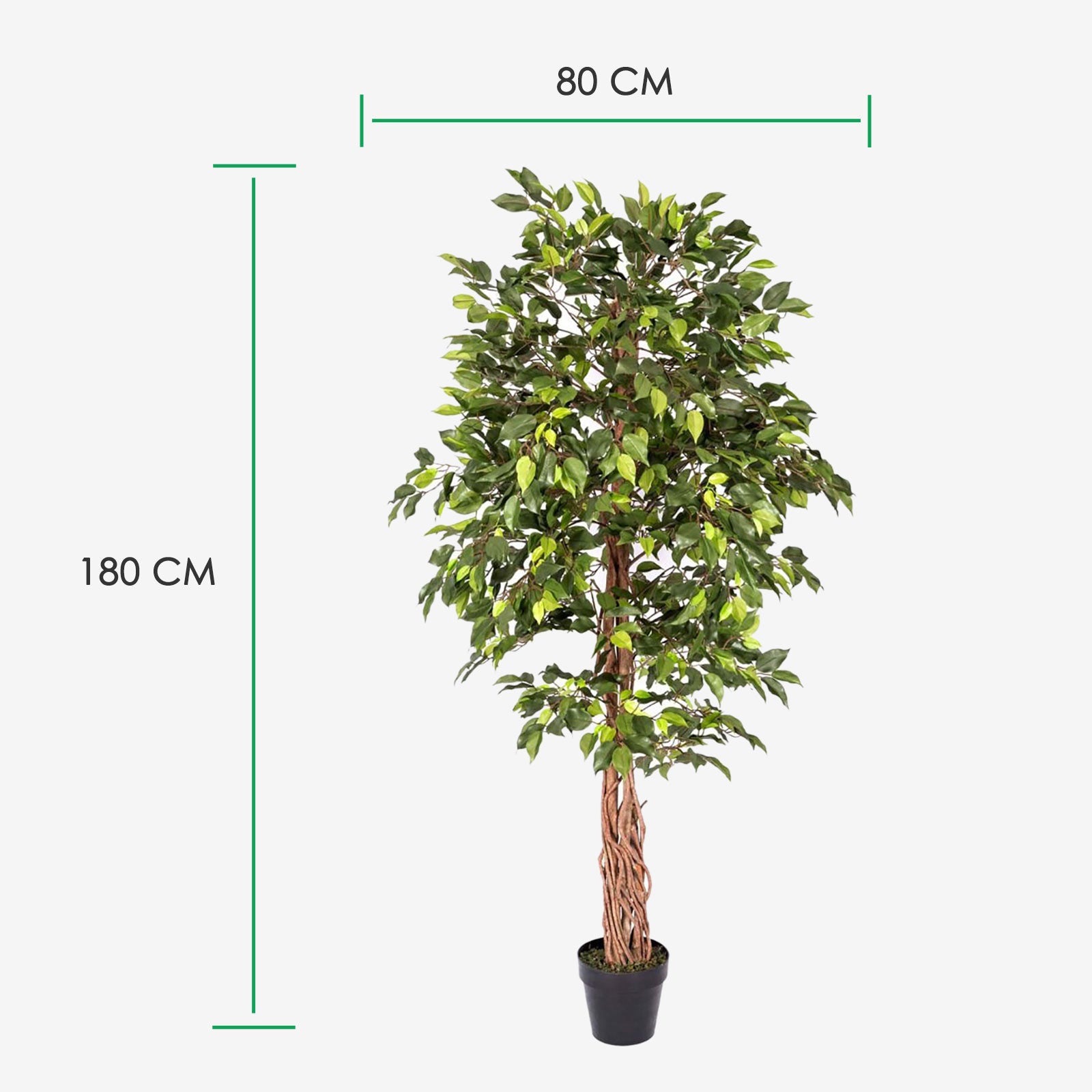 Artificial Handcrafted Ficus Tree With Real Wood Trunk | 6ft | Green