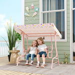 Kids Garden Swing Seat, Outdoor Swing Chair With Adjustable Canopy | Pink