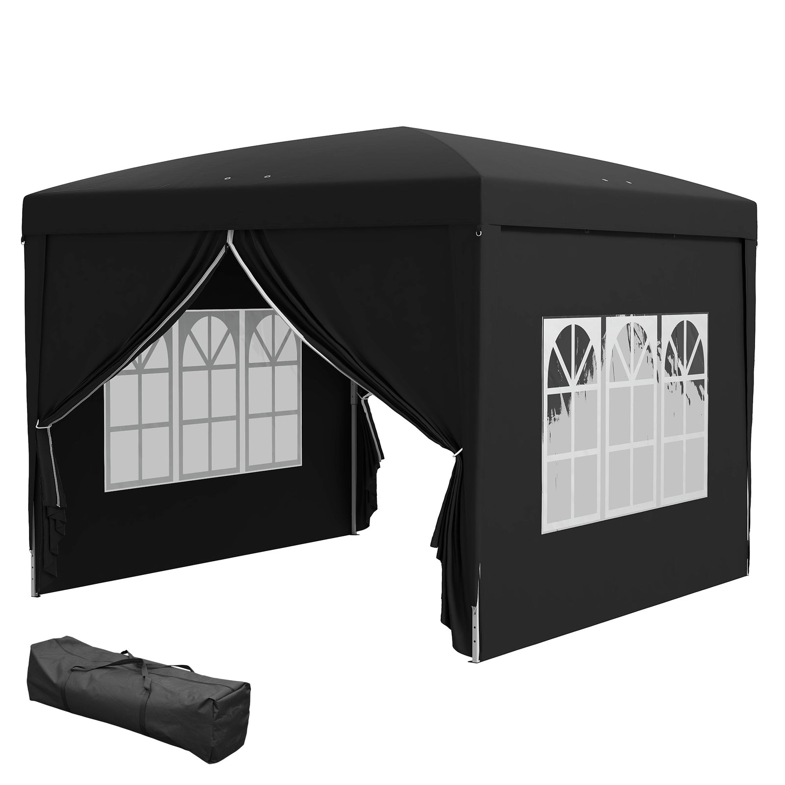 3mx3m Pop Up Gazebo Party Tent Canopy Marquee W/ Storage Bag | Black