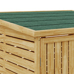 Outdoor Fir Wood Trash Bin Storage Shed– Sloped Asphalt Roof, Lockable Door, Natural Wood, Floor Included