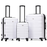 Set Of 3 Hard Shell Suitcase Cabin & Check In Cases With Tsa Lock - Overhead Cabin With Medium & Large Check-in Bag | Set of 3 | Off White
