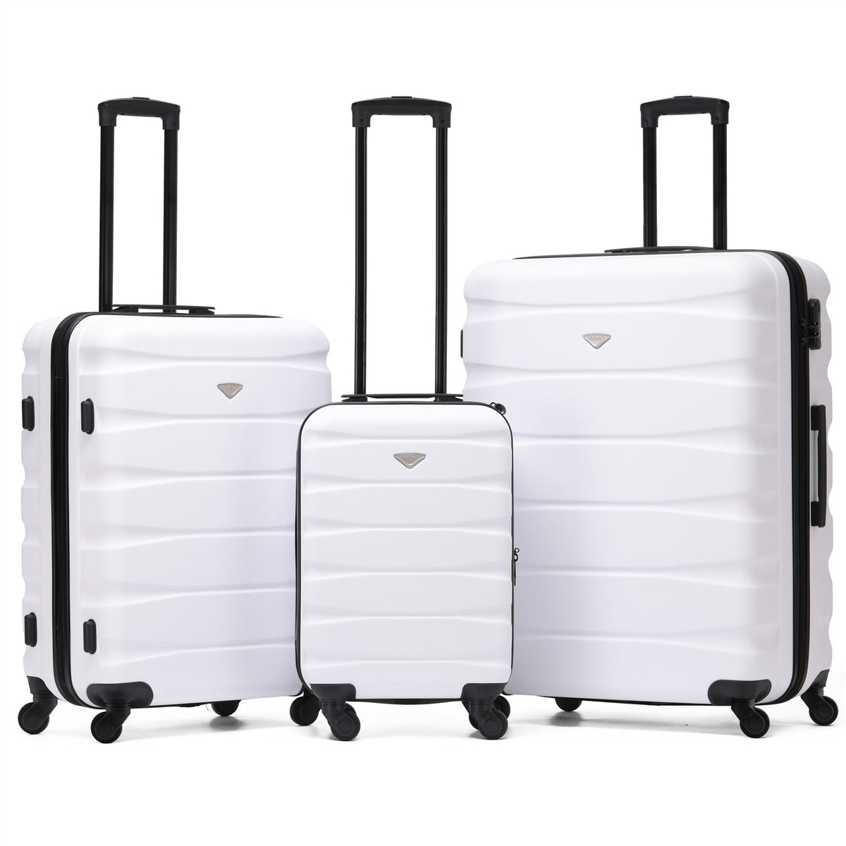 Set Of 3 Hard Shell Suitcase Cabin & Check In Cases With Tsa Lock - Overhead Cabin With Medium & Large Check-in Bag | Set of 3 | Off White