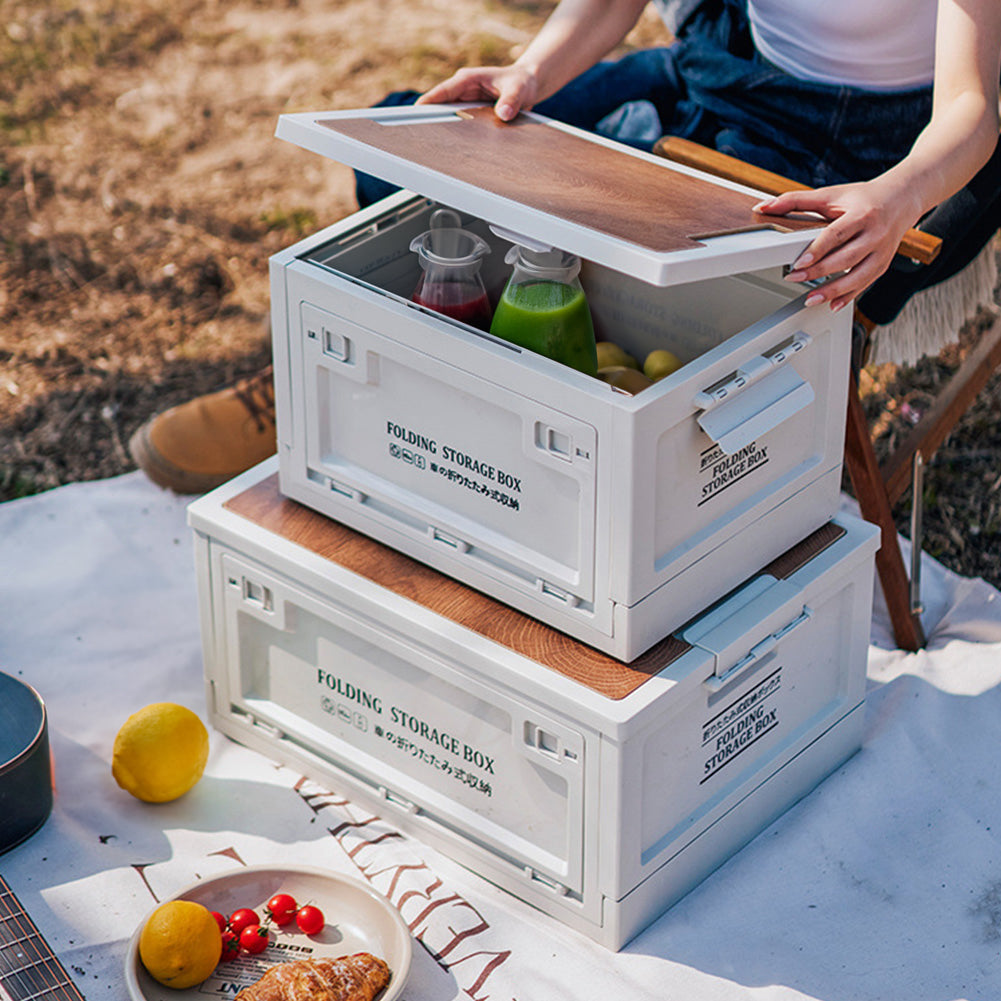 Collapsible Outdoor Camping Storage Box Folding Container | 30l | White