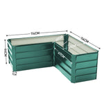 Outdoor Metal L-shaped Raised Garden Bed Garden Planter Plant | Dark Green