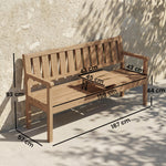 Wooden Garden Bench With Table And Hidden Shelf, Teak