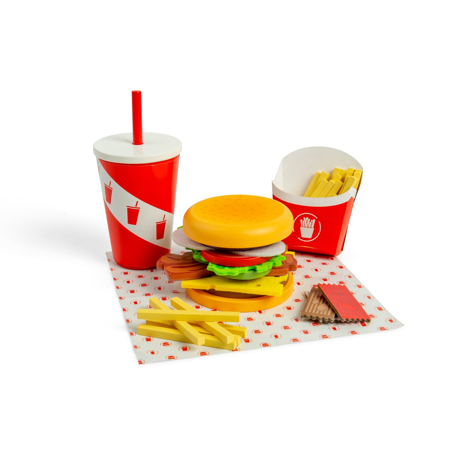 48pc Wooden Burger & Fries Set